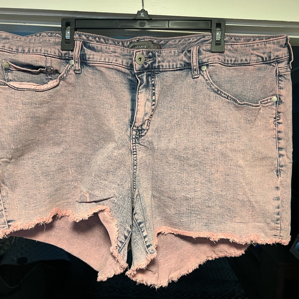 torrid Pink Acid Wash Denim Jean Shorts